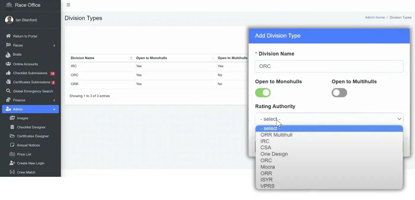 Division types in Nautical Cloud Division types in Nautical Cloud