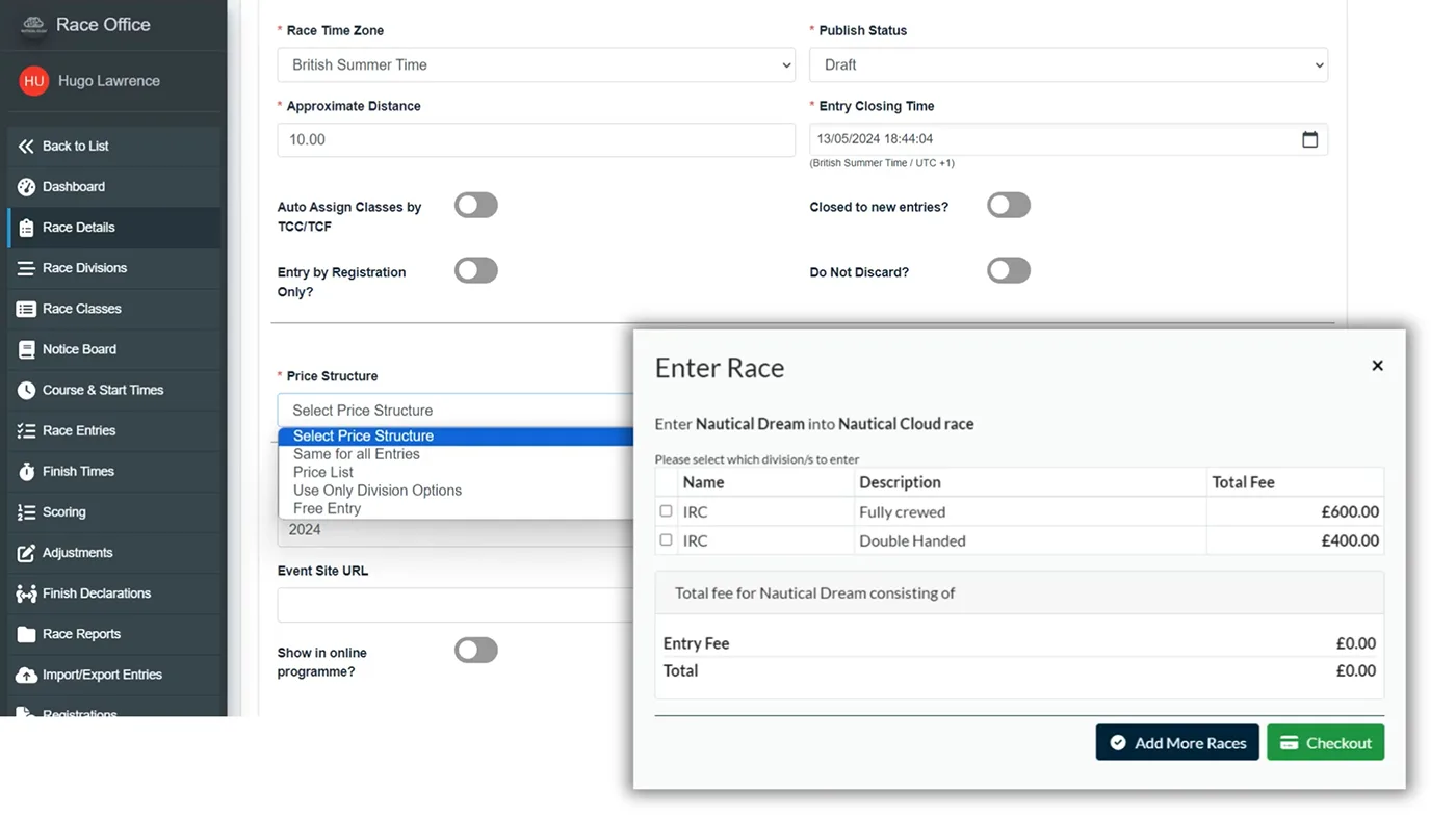 Enter a race in Nautical Cloud Enter a race in Nautical Cloud