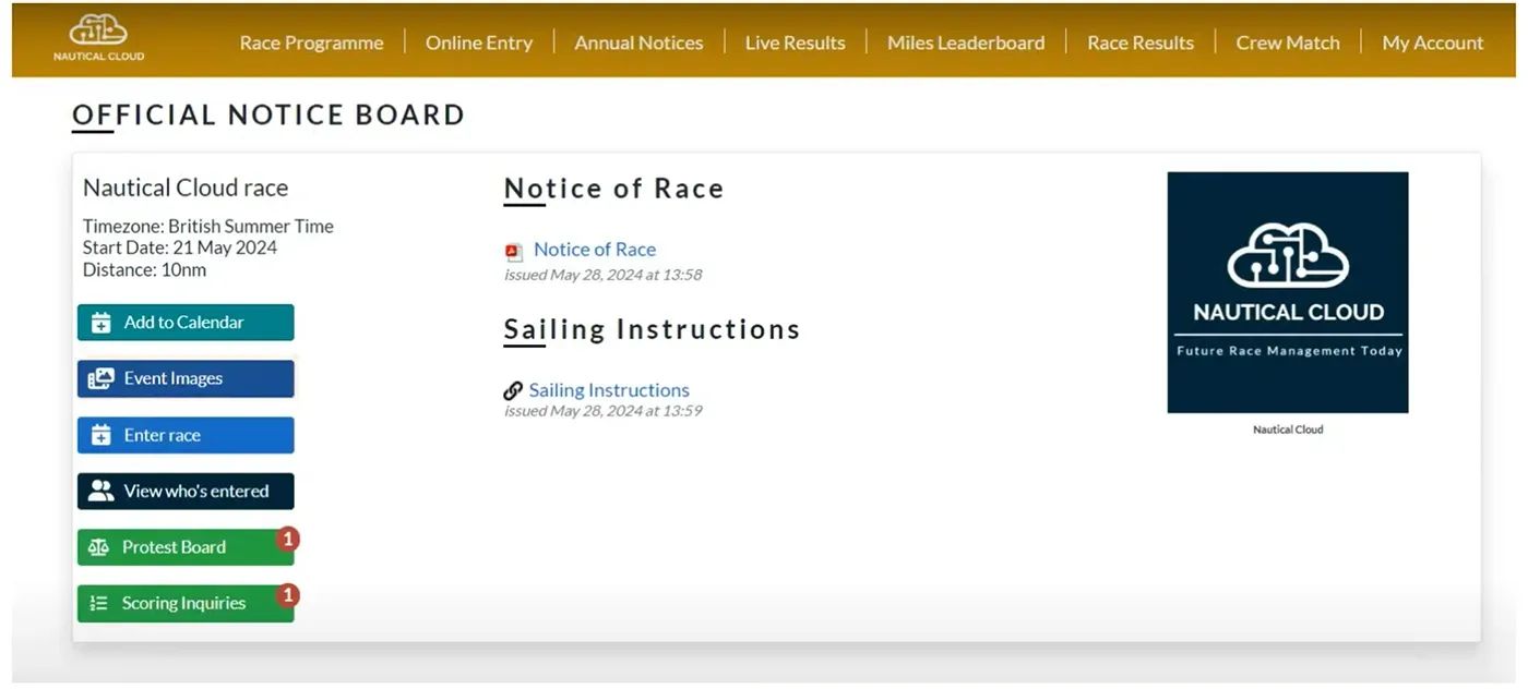 Manage event notices in Nautical Cloud Manage event notices in Nautical Cloud